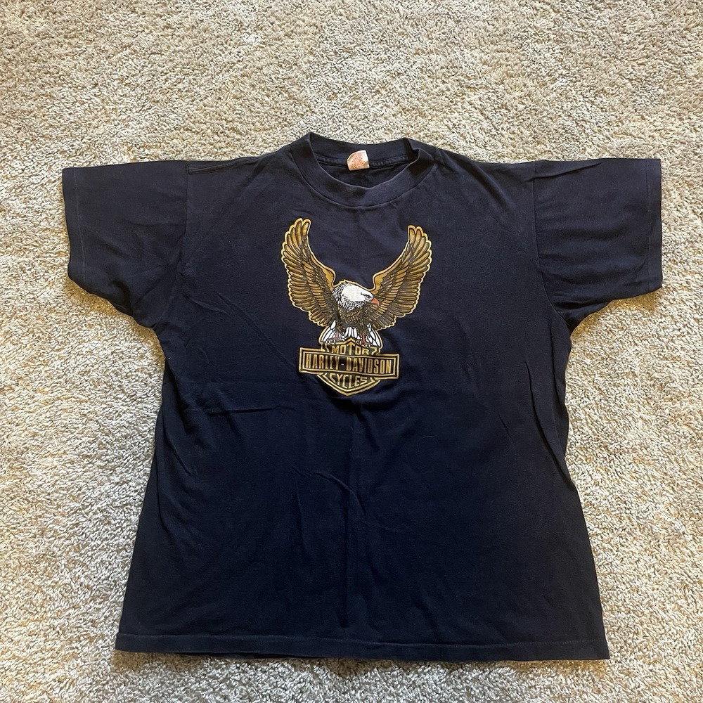 Vintage 70s 80s Harley Davidson Shirt Men's‎ Large Double Sided